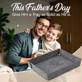 Engraved Father’s Day Leather Valet Tray – Personalized Leather Catch All with Custom Name – Men’s Valet Tray Organizer for Keys, Watches, and Jewelry – Unique Dad Gift from Daughter or Son - Grey