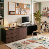 Modern L-Shaped Expandable Desk 56"-94.5" 90° Rotating Corner Desk Executive Level Computer Desk