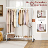 SLEEPING LAMB Heavy Duty Clothes Racks for Hanging Clothing Rack, 43" Wide Rolling Garment Rack Metal Wardrobe Rack (White)