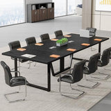 8FT Conference Table, 94.49 L x 47.24 W x 29.53 H Inches Large Meeting Podcast Table for 10 People, Business Style Wooden Training Table