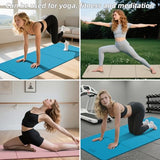 Foldable Yoga Mat 75"x31.5"x0.24" - Extra Large Lightweight TPE Exercise Mat, Double Non-Slip for Pilates, Home Workouts & Outdoor Use (Blue-black)