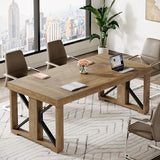 Tribesigns 5.9 ft Conference Table for 6-8 People, 70.87" Rectangle Meeting Table with Strong Double Pedestal