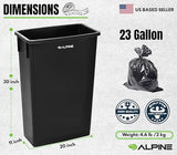23 Gallon Slim Trash Can - Open Top 3 Pack Slender Commercial Garbage Bin - Heavy Duty Plastic for Homes