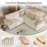 Hanherry Sectional Couch with Pull Out Sofa Bed,Chenille Sleeper Sofa with 2 Seat Storage & USB Charging