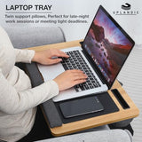Home Office Lap Desk with Built-in Mouse Pad, Wrist Rest & Phone Holder, Portable Laptop Stand with Cushion