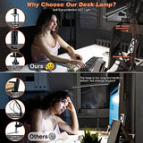 Airlonv LED Desk Lamp for Office Home, Eye-Caring Desk Light with Stepless Dimming Adjustable Flexible Gooseneck, 10W USB Adapter (Black)