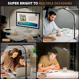 Led Desk Lamp for Home Office, Eye-care Architect Light with Clamp, Smart Double Head Computer Monitor Table Clip Lamp, White and Sliver