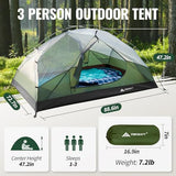 Forceatt Tent 3 Person Camping Tent, Waterproof and Windproof 3-4 Seasons Ultralight Backpack Tent, can be Installed Immediately, Suitable for Hiking, Camping, Outdoor…