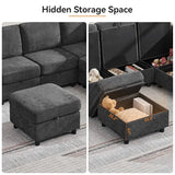 127'' Oversized U Shaped Modular Sofa, Sectional Couches with Storage for Living Room