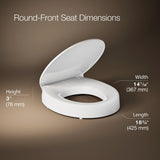 KOHLER 25876-0 Hyten 3" Height, Elevated Soft Close Round Toilet Seat, Contoured Seat with Grip-Tight Bumpers, Quick-Attach Hardware, White