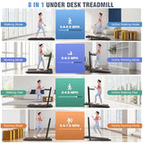 Treadmill with Desk Workstation & Adjustable Height, 450 LBS Weight Capacity, Folding Treadmill with 15% Incline, Bluetooth Speaker & App