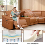 Power Recliner Sectional Sofa for Living Room, Power Leather Corner Sectional Couch with Dual Recliners