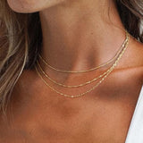 YOIHUR Gold Layered Necklaces for Women, 14K Gold Plated Dainty Chain Choker Necklaces Herringbone Gold Necklaces Jewelry Gift for Women