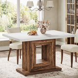 Tribesigns 47-Inch Farmhouse Dining Table for 4, White Kitchen Dinner Table with Heavy Duty Pedestal