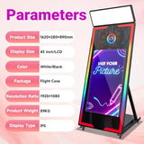Magic Mirror Photo Booth with Camera and Printer, 65-43in Interactive Touch Screen Mirror Photo