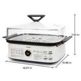 Hxankit 450C/842F Electric Food Steamer,Superheated Steam Cooker, 40% Less Fat, Premium Borosilicate Glass Lid, 10 One-Touch Presets, No Descaling 2+ Years, Real-Time Temp Display, 8 Qt 1800W White