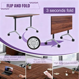 70.8in Folding Conference Table,Locking Wheels Space Saving Meeting 2-30