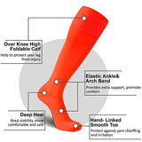 FOOTPLUS Knee High Soccer Socks Mens 12-15,Unisex Over Knee Team Sports Volleyball Softball Baseball Socks for Community Summer Leagues,2 Pairs Orange,X-Large