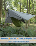 Sunyear Camping Hammock-Hammocks with Net and Rain Fly Tarp - Portable Single&Double Lightweight Nylon Parachute Hammocks with Hammock Tree Straps for Backpacking Hiking Travel Camping Indoor Outdoor