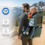 Wipha Baby Backpack Carrier - Lightweight Toddler Hiking Backpack Carrier, Adjustable Baby Carrier with Sunshade, Breathable Design, Large Storage, Travel & Camping (Green)
