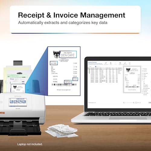 Wireless Desktop Color 2-Sided Document & Tax Receipt Scanner with Sca ...