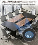 8FT Conference Table with Push-Pull Charging Station, Rectangular Conference Room Table for 8-12 People