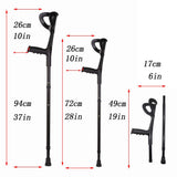 VISIONU Lightweight Foldable Forearm Crutch, Aluminum Walking Stick,Height Adjustable, Ergonomic Handle with Comfortable Grip 2ZG-02BM (Black)