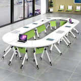 Portable Folding Conference Table with Silent Locking Wheels, Modern Mobile Flip Top
