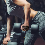 RYMNT Minimal Workout Gloves,Short Micro Weight Lifting Gloves Grip Pads with Full Palm Protection & Extra Grip, Leopard-Small