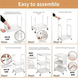 BLULEE 3-Tier Rolling Storage Cart with Pull-Out Drawer & Side Organizer
