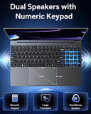 15.6'' AI Laptop with Office 365 12GB RAM 256GB SSD Win 11 Laptops