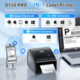 Ethernet Shipping Label Printer, D550 Pro Wireless Thermal Labels Printers for Small Business,Office