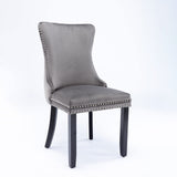 MOOLSUN Velvet Dining Chairs Set of 4, High Back Side Chairs, Modern Padded High-End Tufted Upholstered Chairs with Button-Tufted Back & Rear Pull Tabs, Solid Wood Legs D-Gray(Solid Wood Legs)