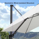PURPLE LEAF 9.8' X 9.8' Left-right Tilting Patio Umbrella Outdoor Cantilever Swivel Square Umbrella Aluminum, White