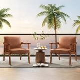 Yaheetech PU Leather Accent Chair, Mid-Century Modern Armchair with Solid Wood Legs
