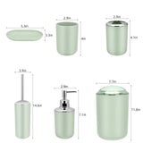 IMAVO Bathroom Accessories Set,Green Bathroom Set,7 Pieces Bathroom Accessory Set,Tray,Toilet Brush,Trash Can for Bathroom Décor and Housewarming Gifts