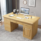 Solid Wood Computer Desk with 3 Drawers, Home Office Desk PC Laptop Study Table