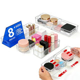 BLULEE 4-in-1 Expandable Drawer Organizer Set, Adjustable Clear Bins