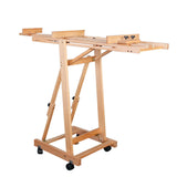 Heavy Duty Painting Easel Red Beech Wood Display Easel Stand Vertical & Horizontal Folding Sketch Easel H-Frame Artist Easel Oil Painting Easel Stand for Adults, Beginners, Artists