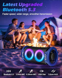 Large Party Bluetooth Speaker, 260W Peak Powerful Loud Sound with Deep Bass, 15Hr Playtime, Fast Charge, RGB Cool Light Show, TWS, Portable for Outdoor Beach, Camping, Backyard, Work, Home (Blue)