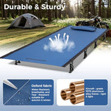KingCamp Ultralight Camping Cot, Portable Folding Tent Camping Cot, 265 Lbs Heavy Duty Sleeping Cot with Pillow for Adults Outdoor Backpacking Travel Hiking, Blue/Black