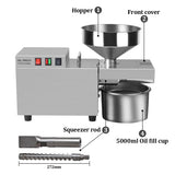 YUEWO Kitchen Oil Press Machine Electric Automatic Oil Press Extractor Organic Oil Expeller for Coconut Flax Peanut Castor Perilla Seed Canola Cocoa Beans Sesame Commercial Grade 2000W YUEWO