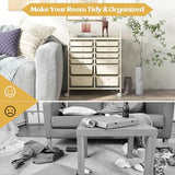 12-Drawer Rolling Storage Cart, Moveable Art Craft Organizer W/Lockable Wheels, Metal Shelf