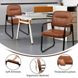 CLATINA Waiting Room Guest Chair with Bonded Leather Padded Arm Rest for Office Reception