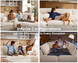 Oversized Corduroy Couch Modular Sectional Sofa, Washable Cloud Couch Sectional with 4 Ottoman, 8 Seater Sectional Couches for Living Room