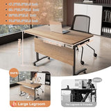 Modern Conference Table,4PCS Folding Conference Table with 360°Mobile Wheels,Office Conference Room Table for 4-6 Person