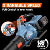 SENIX Leaf Blower Cordless, 40V Max Electric Leaf Blowers, Includes 2 x 4.0Ah Battery and Charger (BLAX2-M2)