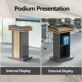 Portable Wooden Lectern Podium Stand - Floor Standing Speaking Desk for Churches Auditoriums & Events