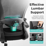 ALPHA HOME Office Chair Ergonomic, Mesh Computer Chair with Lumbar Support Executive Stool with Flip-up Armrest & Padded Cushion, BIFMA & SGS Certified