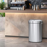 Urban 16 Gallon Semi-Round Open Top Waste Bin, Stainless Steel Half Round Commercial Trash Can for Indoor and Outdoor